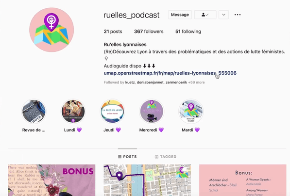 Capture d'écran de la page Instagram de Ru'elles Lyonnaises, le podcast féministe